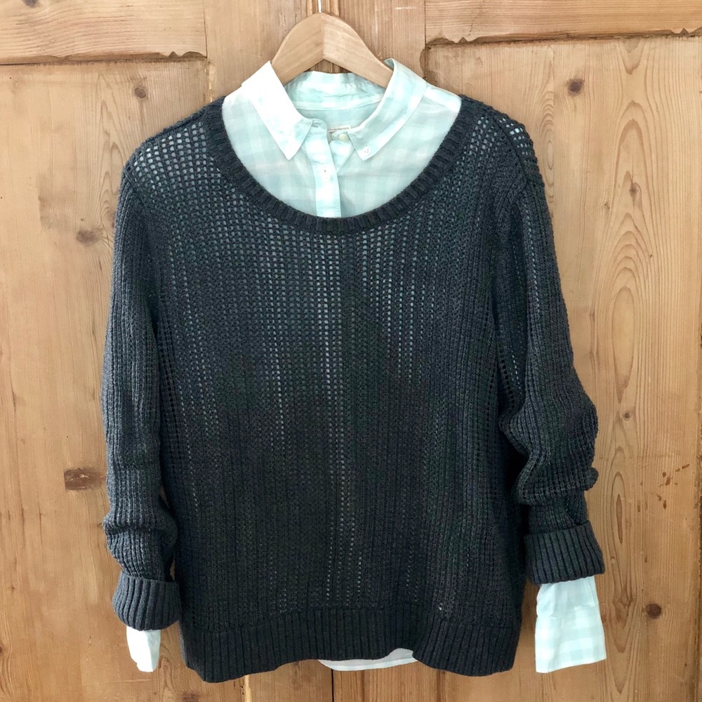 Gap Combination Gray Sweater And Button Down - image 2